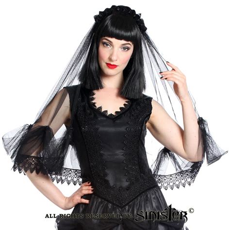 Collection 2015 Black Mesh Gothic Wedding Veil With Black Satin