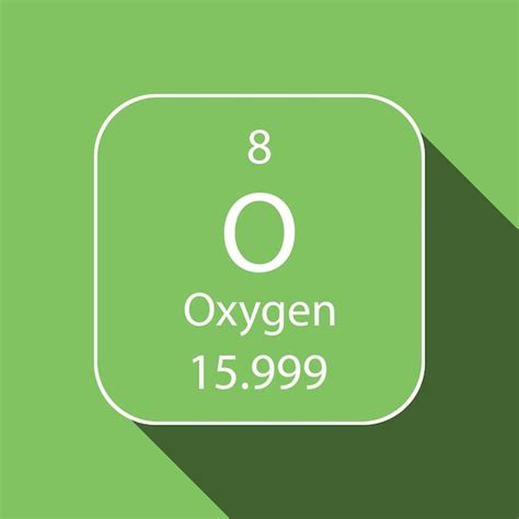 Símbolo De Oxígeno Con Diseño De Sombra Larga Elemento Químico De La