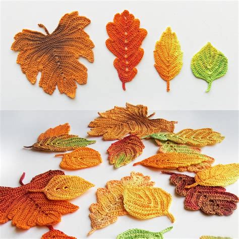 Crochet Pattern Autumn Leaves Crochet Leaf Pattern Crochet