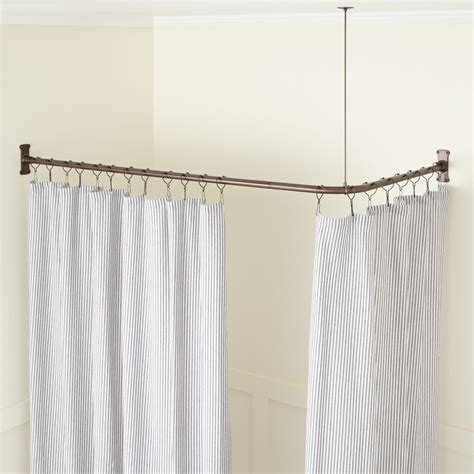 Corner Solid Brass Commercial Grade Shower Curtain Rod Bathroom Corner Shower Curtain Rod