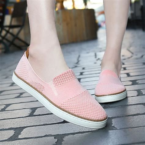 Mwy Mesh Openwork Knit Shoes Breathable Flats Shoes Women Ladies