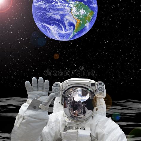 Earth Behind The Astronaut Astronaut On The Moon The Elements Of This
