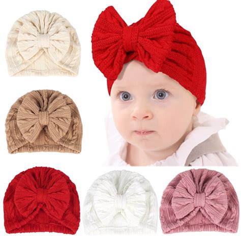 Infant Baby Girls Bow Hat With Solid Color High Elasticity Casual