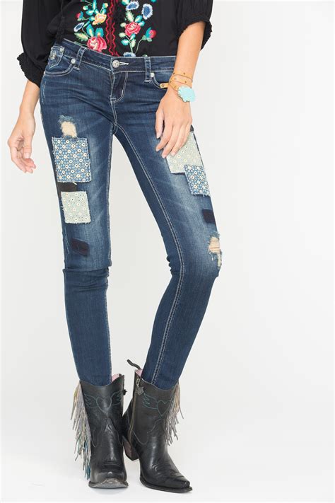Grace In La Womens Skinny Patchwork Jeans Country Outfitter