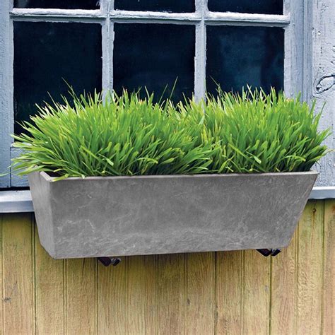 Window box liners can be used to prolong the life of your window boxes. Wendover Self-Watering Resin Window Box Planter in 2020 ...