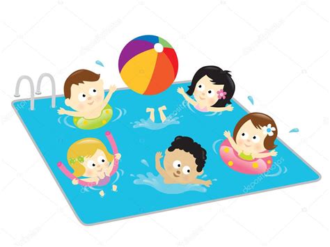 Kids Having Fun In The Pool — Stock Vector © Wetnose 3132496