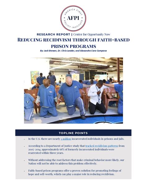 Research Report Reducing Recidivism Through Faith Based Prison Programs Issues