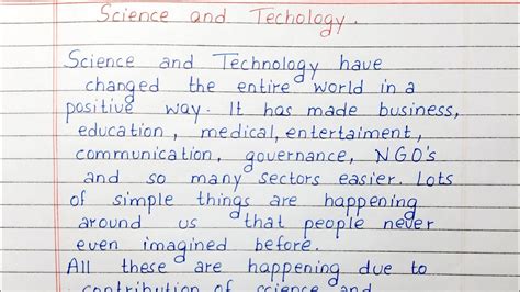 Write A Short Essay On Science Qnd Technology Essay Writing English
