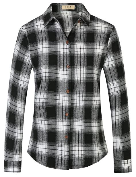 Sslr Flannel Shirts For Women Long Sleeve Button Down Shirts Plaid Lightweight Casual Walmart Com