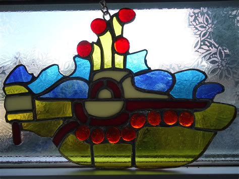 Faithsbizzar Stained Glass Art Stained Glass Yellow Submarine Finished