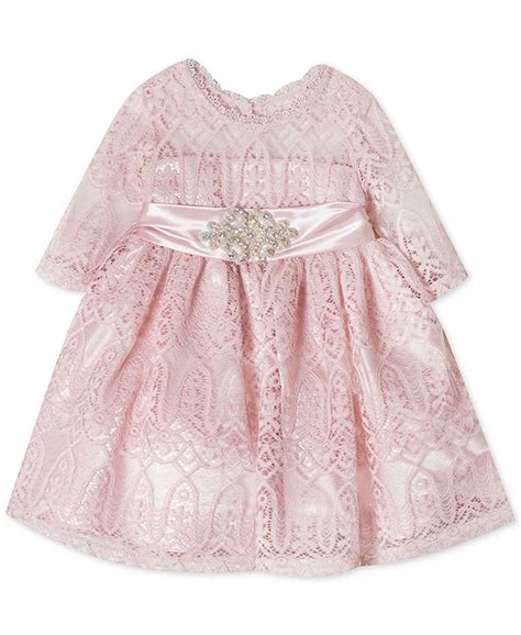 Rare Editions Baby Girls Embellished Lace Illusion Dress Macys