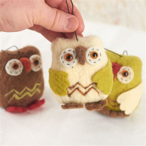 Felted Hanging Owl Set Christmas Ornaments Christmas And Winter