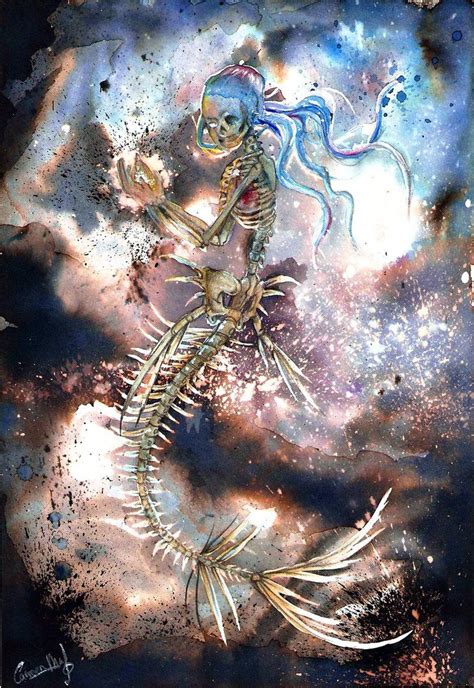 Cherished Voice Mermaid Skeleton Artwork Abstract Artwork