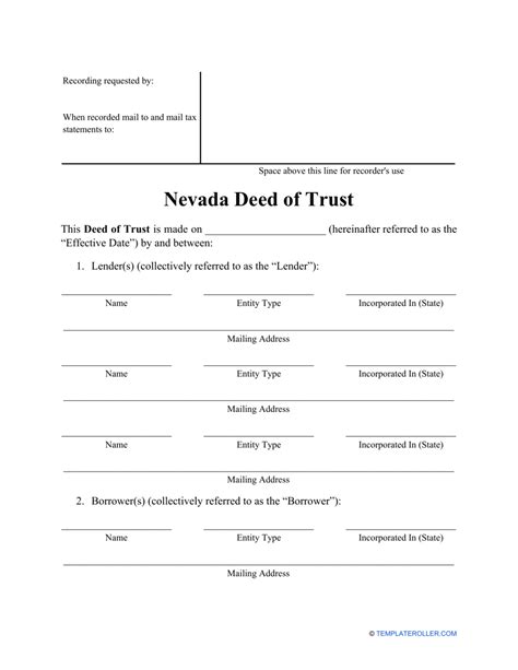 Nevada Deed Of Trust Form Fill Out Sign Online And Download Pdf