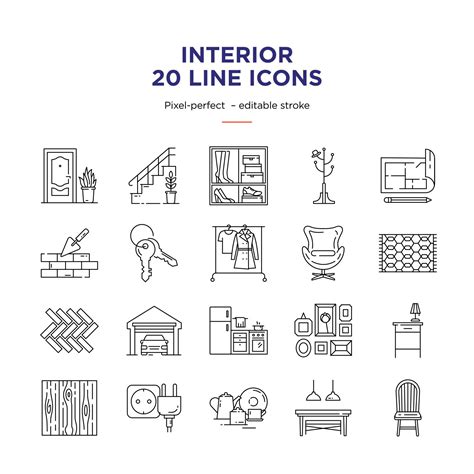 Interior Flat Icons Pack Icon Design Line Icon Icon