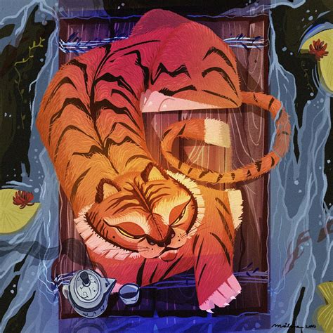 Tiger On Lake On Behance Illustration Lake Art