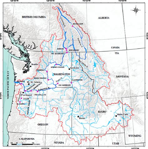 The Columbia River Basin Showing The Seven States And Two Canadian