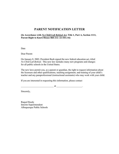 Parent Notification Letter