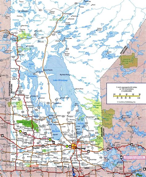 Road Map Of Province Manitoba With Cities And Towns Free Highway Large