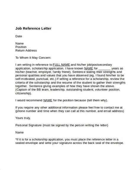 10 Job Reference Letter Templates Sample Example Format