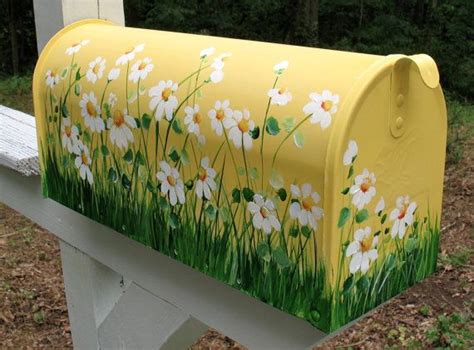 Custom Order For Diana Yellow Mailbox With White By Dancingbrushes