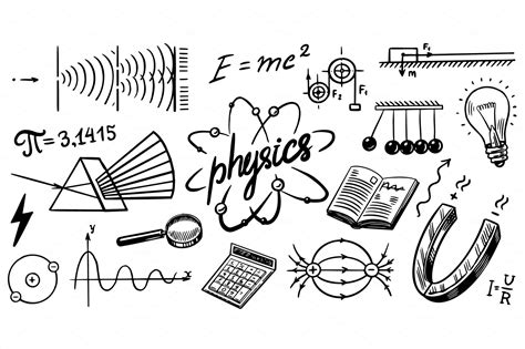 Physics Icons School Symbols Vector Graphics ~ Creative Market