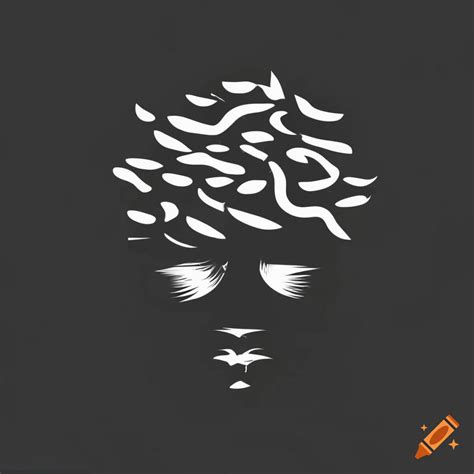 Black And White Logo Design With A Tree Growing Out Of An Abstract Head