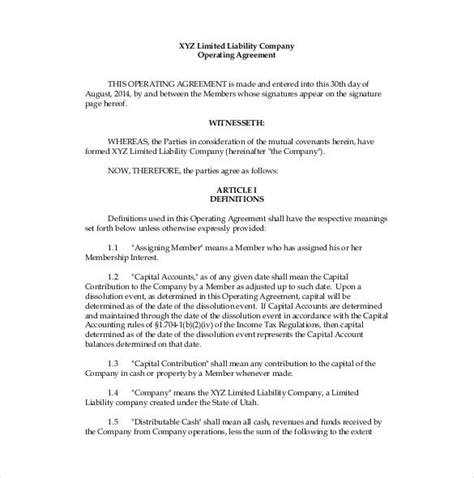 S Corp Operating Agreement Template Doctemplates