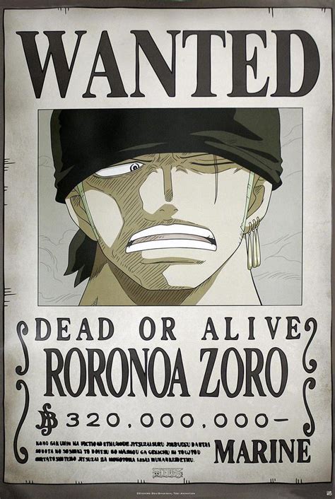 Diawali dengan bounty harga buronan gol d roger yang mencapai 5.564.800.000. One Piece Poster Wanted Roronoa Zoro 91,5 x 61 cm | real.de
