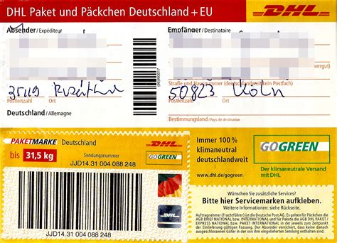Den retourenschein ausdrucken, aufkleben und in einer postfiliale oder dhl packstation abgeben. File:Paketaufkleber DHL-Paket mit Paketmarke bis 31,5 kg ...