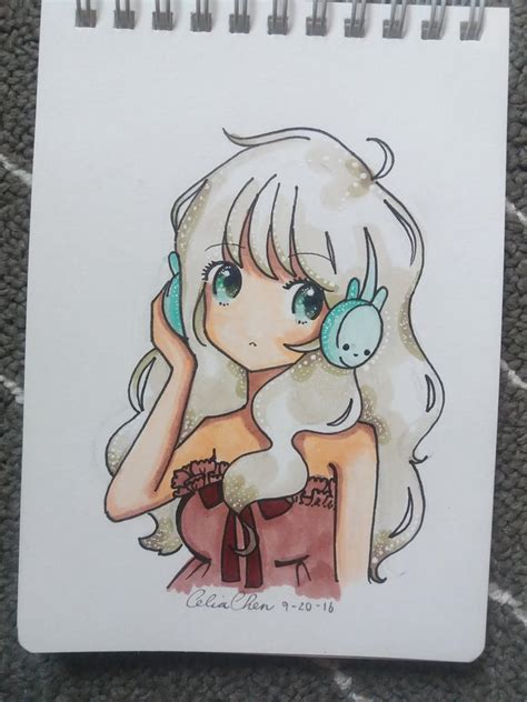 Anime Girl With Headphones Redraw By Cxcelia5209 On