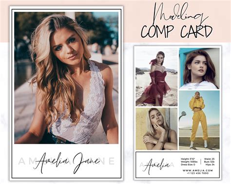 comp card modeling template editable photocard template for models