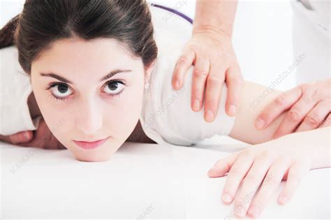 Woman Having Shoulder Massage In Spa Stock Image F005 8354 Science Photo Library