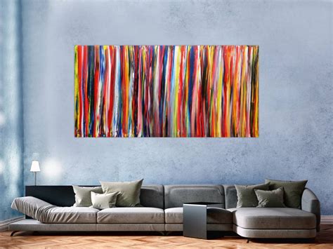 Hochwertige Kunst Auf Leinwand Abstraktes Wandbild Acryl Modern Bunt In