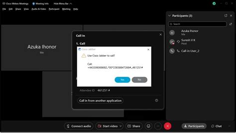 Call In From Another Application On Webex Meetings Cisco Community