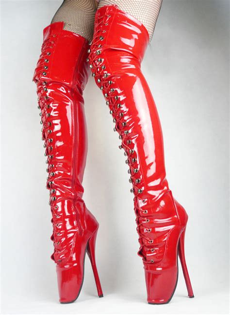 Check out our red thigh high boots selection for the very best in unique or custom, handmade pieces from our boots shops. Red PVC Thigh High Ballet Boots - Dotty After Midnight