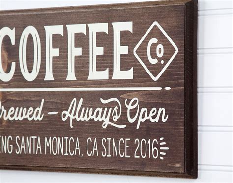Personalized Coffee Shop Farmhouse Retro Style Wood Sign 3 Etsy