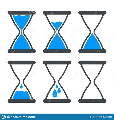 Set Of Icon Water In Hourglass Stock Vector Illustration Of Liquid
