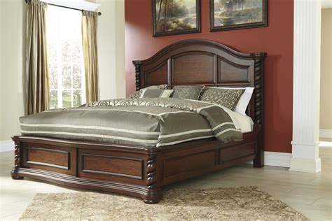 Brennville Traditional Brown Cherry Wood King Panel Bed Furniture