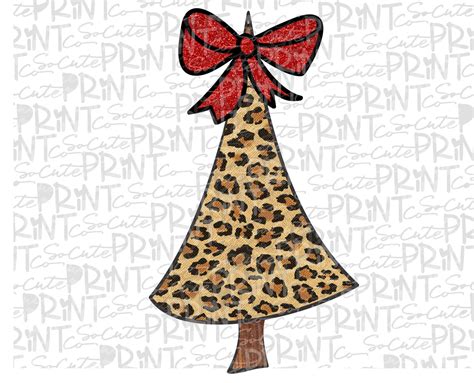 Christmas Leopard Glitter Christmas Tree Clipart Png File Etsy