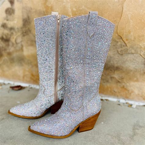 Kady Silver Rhinestone Booties I Gussied Up Online Gussied Up Online