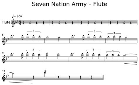 seven nation army flute sheet music for flute