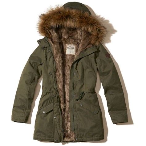 Hollister Faux Fur Lined Parka 670 Myr Liked On Polyvore Featuring Outerwear Coats Olive