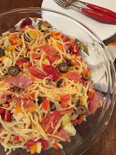 Friends, we've been trying to get together with some good. Italian Spaghetti Salad Recipe - Lynn's Kitchen Adventures ...