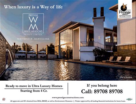 Prestige Group Ready To Move In Ultra Luxury Homes Ad Advert Gallery