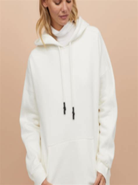 Buy Handm Women White Solid Oversized Hooded Sweatshirt Sweatshirts For Women 10929374 Myntra