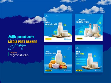 Milk Products Social Media Psot Design Bundle By Mahmudul Hasan On Dribbble