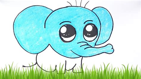 How To Draw An Cute Elephant Easy Step By Step Color Learning And