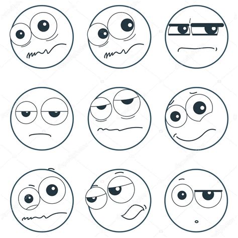 Set Of Smiley Faces Expressing Different Negative Feelings