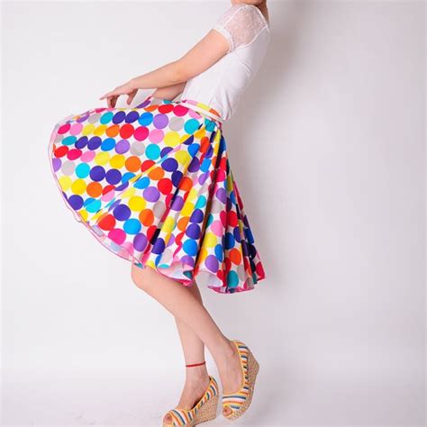 Polka Dots Blue And Purple Colorful Skirts Sewing Women